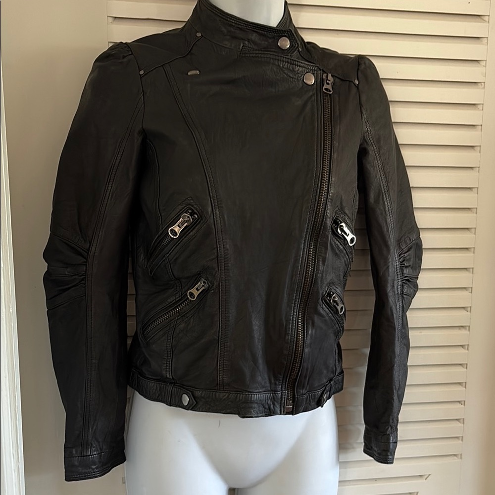 ZARA Women's Black Leather Jacket XS